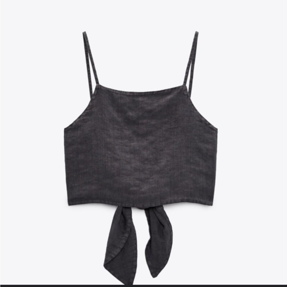 Zara gray linen crop top